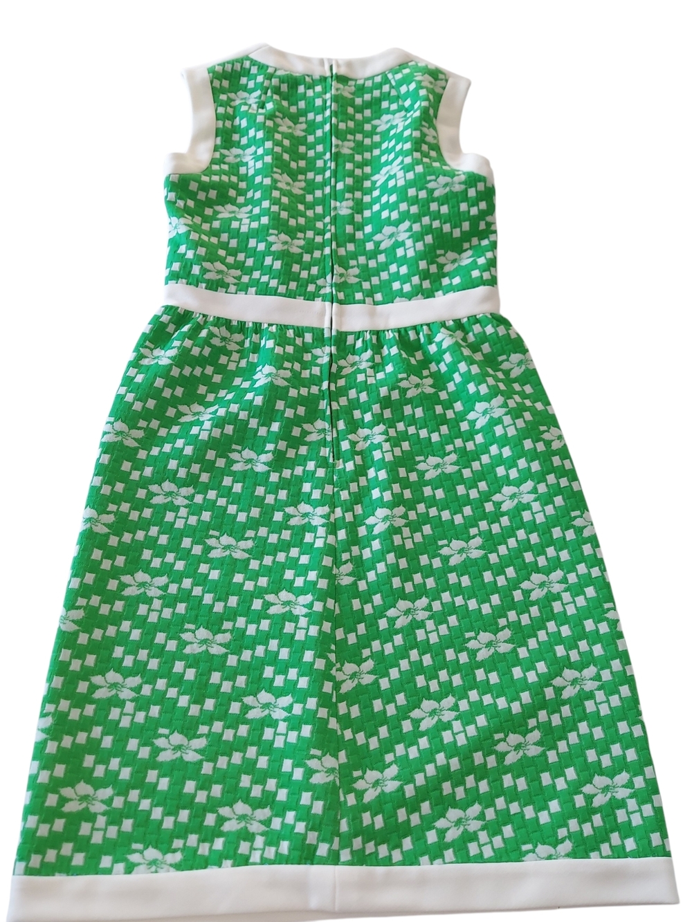 Vintage Green and White Sleeveless Midi Dress - Picture 4 of 10